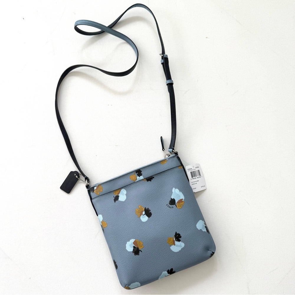 NWT Coach North South Crossbody In Field Flora Print Coated Canvas F59848 Blue